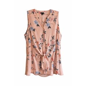 Torrid Pink Floral Button-Front Top Size 2 (Fits Like 2X/18–20) – Tie Waist